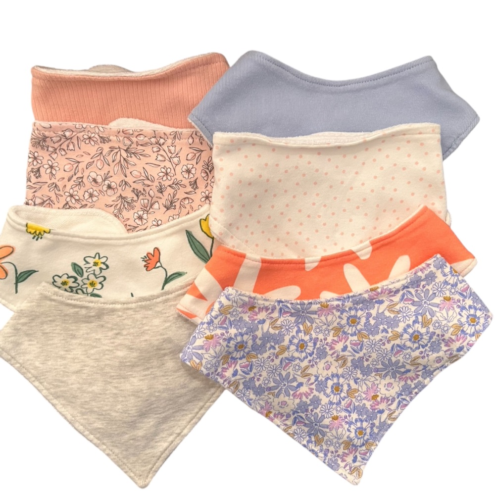 Floral and Pastel Kids Bandana Bib Set of 8